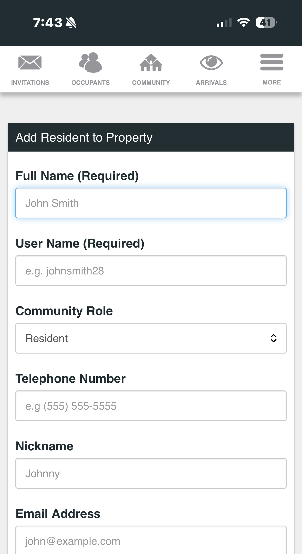Add Resident