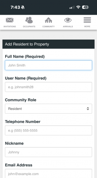 Add Resident